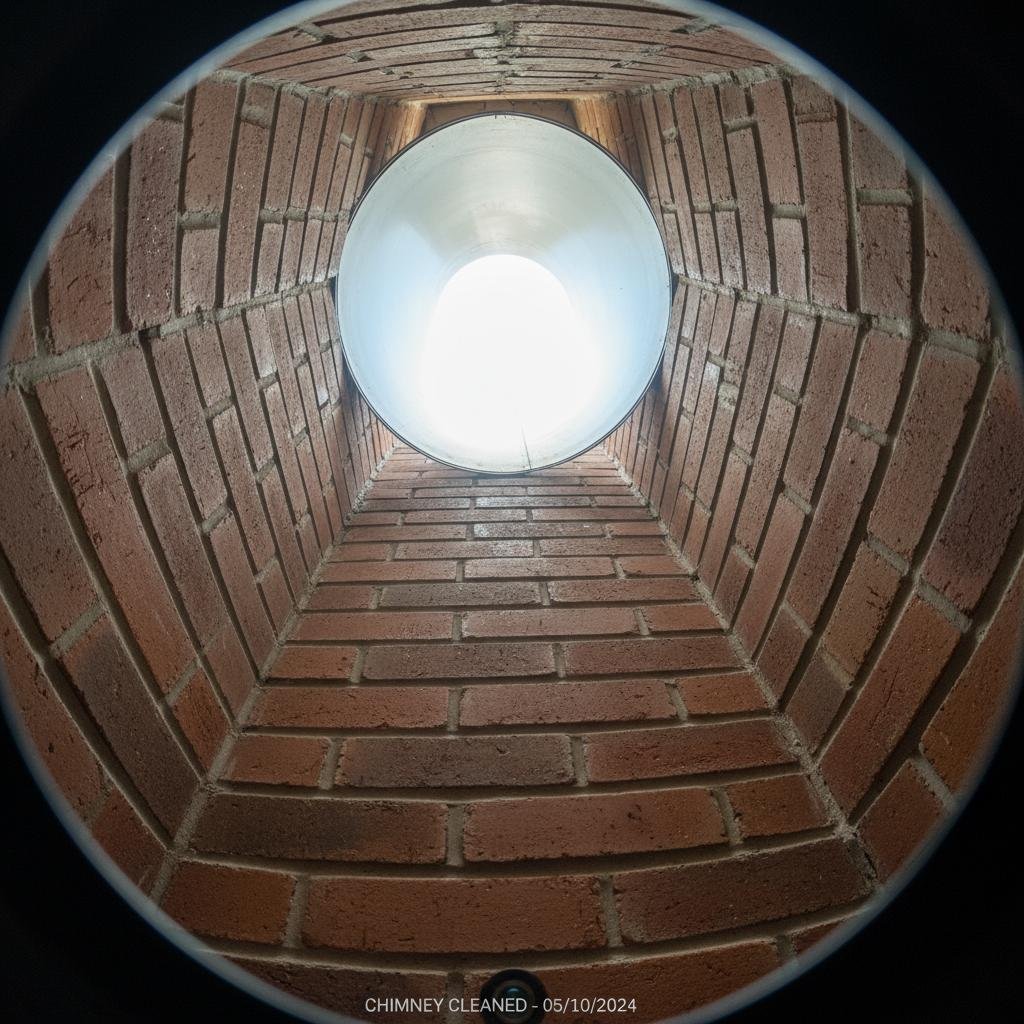 After chimney cleaning Plano TX showing clean flue