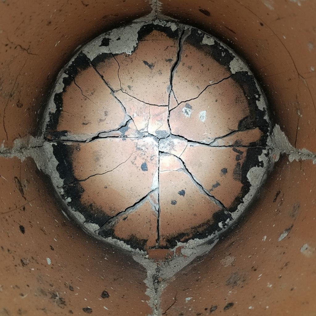 Before flue liner repair Fort Worth TX damaged interior
