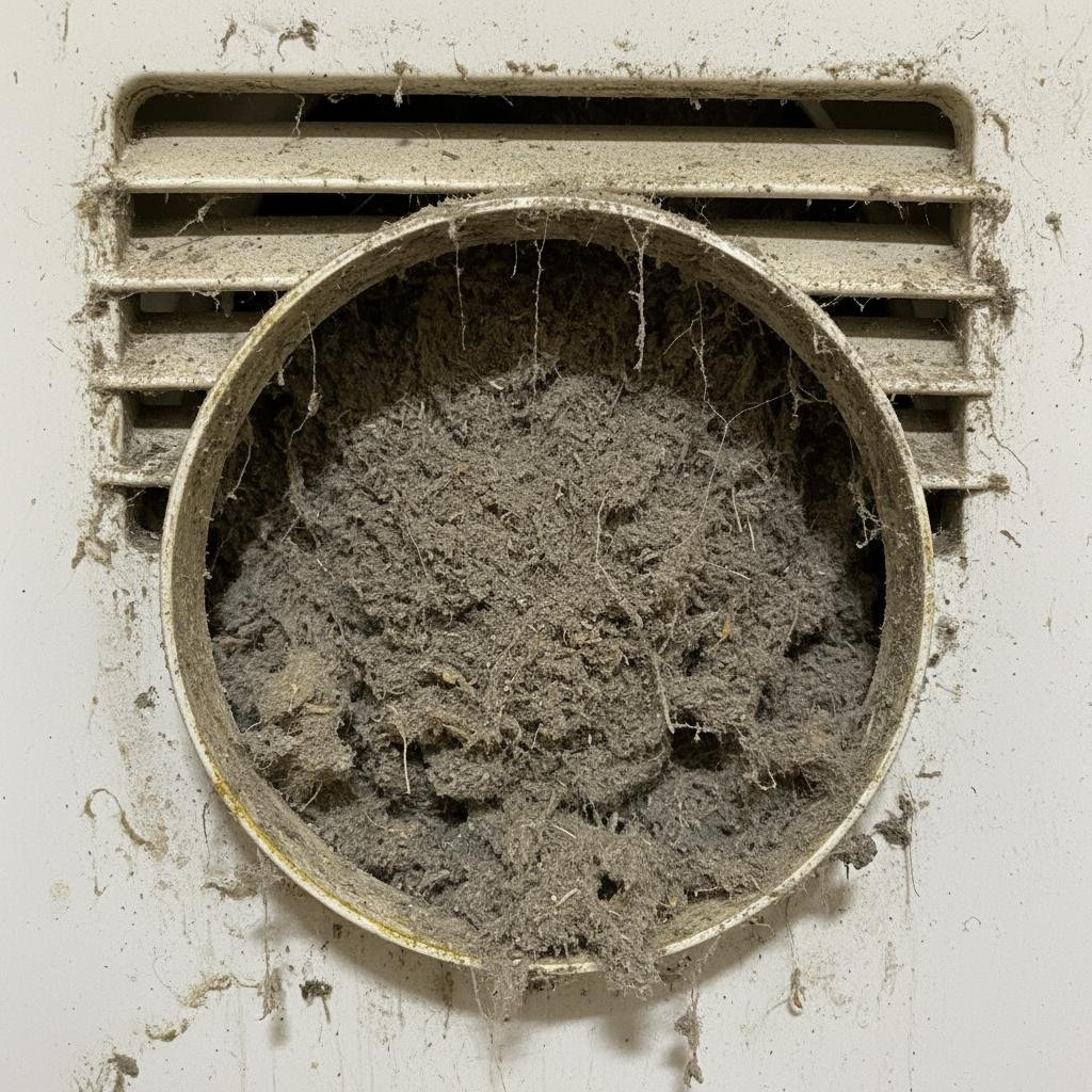 Before dryer vent cleaning Richardson TX clogged with lint